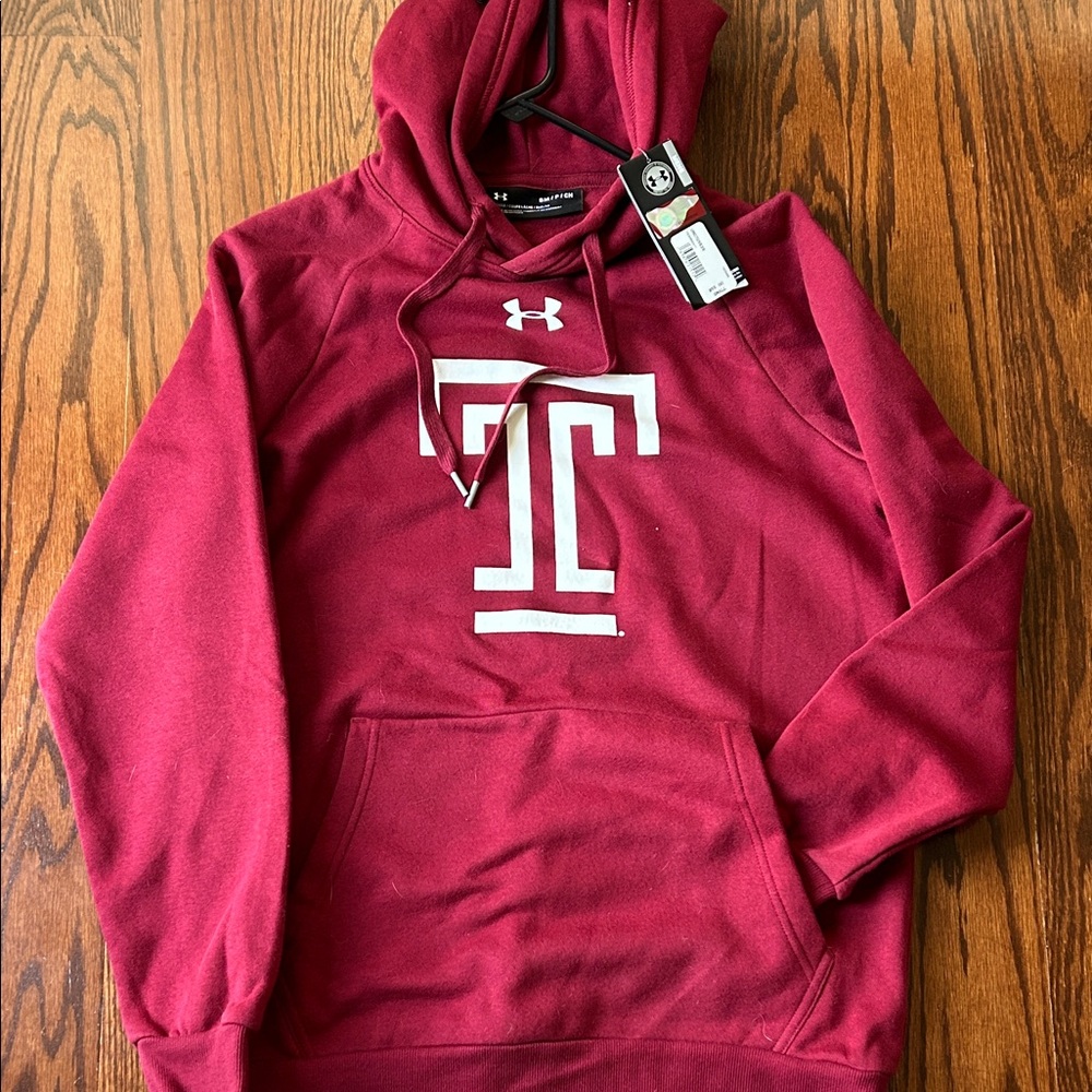 Under Armour Temple university Men's Burgundy Hoodie with Logo size small NWT